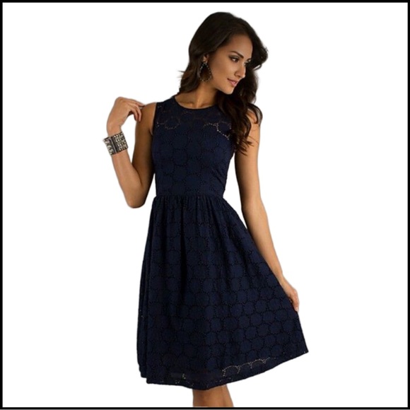French Connection Dresses & Skirts - FRENCH CONNECTION NAVY Eyelet Embroidered Dress 4